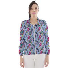 Blue Paisley Print Women s Windbreaker by designsbymallika