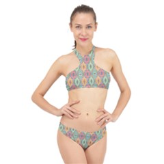 Mandala Baatik Print High Neck Bikini Set by designsbymallika