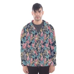 Pink Blue Metallic Pattern Men s Hooded Windbreaker by designsbymallika