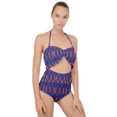 Sunrise Wine Scallop Top Cut Out Swimsuit by Sparkle