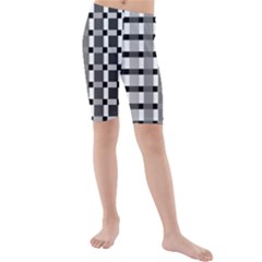 Nine Bar Monochrome Fade Squared Pulled Inverted Kids  Mid Length Swim Shorts by WetdryvacsLair