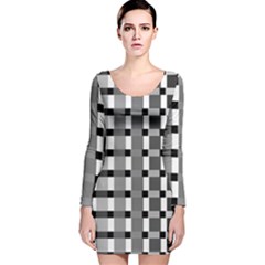 Nine Bar Monochrome Fade Squared Pulled Inverted Long Sleeve Velvet Bodycon Dress by WetdryvacsLair