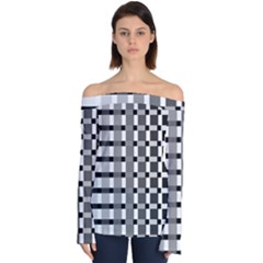 Nine Bar Monochrome Fade Squared Pulled Inverted Off Shoulder Long Sleeve Top by WetdryvacsLair