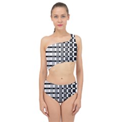 Nine Bar Monochrome Fade Squared Pulled Inverted Spliced Up Two Piece Swimsuit by WetdryvacsLair