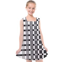 Nine Bar Monochrome Fade Squared Pulled Inverted Kids  Cross Back Dress by WetdryvacsLair