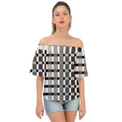 Nine Bar Monochrome Fade Squared Pulled Inverted Off Shoulder Short Sleeve Top by WetdryvacsLair