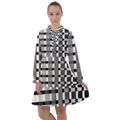 Nine Bar Monochrome Fade Squared Pulled Inverted All Frills Chiffon Dress by WetdryvacsLair