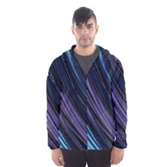 Blue And Purple Stripes Men s Hooded Windbreaker by Dazzleway