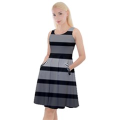 9 Bar Monochrome Fade Knee Length Skater Dress With Pockets by WetdryvacsLair