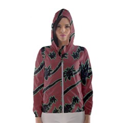 Tropical Style Floral Motif Print Pattern Women s Hooded Windbreaker by dflcprintsclothing