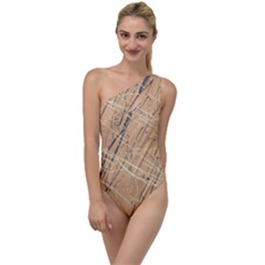 Desert Mist, Pewter & Almond Oil To One Side Swimsuit by Kettukas