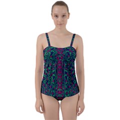 Tree Flower Paradise Of Inner Peace And Calm Pop-art Twist Front Tankini Set by pepitasart