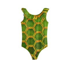 Hexagon Windows Kids  Frill Swimsuit by essentialimage
