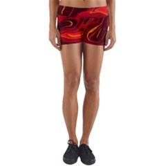 Red Vivid Marble Pattern Yoga Shorts by goljakoff