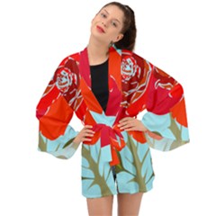 Red Rose  Long Sleeve Kimono by grafikamaria