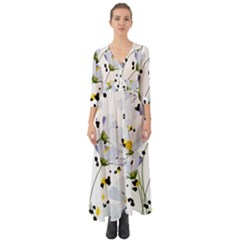 Tree Poppies  Button Up Boho Maxi Dress by Sobalvarro