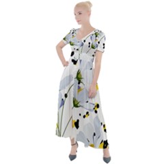 Tree Poppies  Button Up Short Sleeve Maxi Dress by Sobalvarro