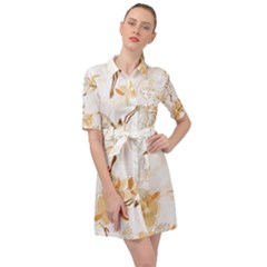 Birds And Flowers  Belted Shirt Dress by Sobalvarro