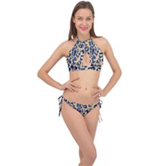 Leopard Skin  Cross Front Halter Bikini Set by Sobalvarro