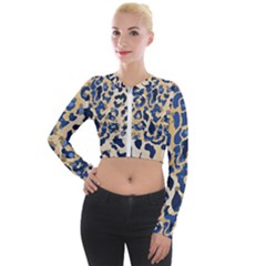 Leopard Skin  Long Sleeve Cropped Velvet Jacket by Sobalvarro
