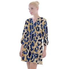 Leopard Skin  Open Neck Shift Dress by Sobalvarro