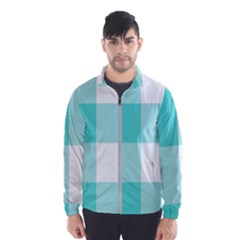 Turquoise And White Buffalo Check Men s Windbreaker by yoursparklingshop