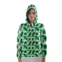Tropical Leaf Pattern Women s Hooded Windbreaker by Dutashop