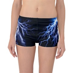 Blue Lightning At Night, Modern Graphic Art  Boyleg Bikini Bottoms by picsaspassion