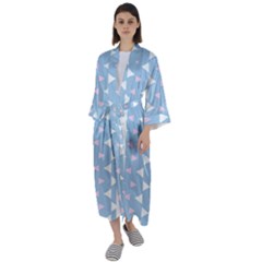 Pattern 3d Maxi Satin Kimono
