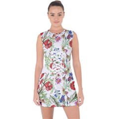Summer Flowers Pattern Lace Up Front Bodycon Dress by goljakoff