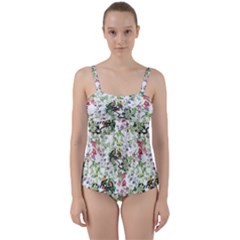 Green Flora Twist Front Tankini Set by goljakoff