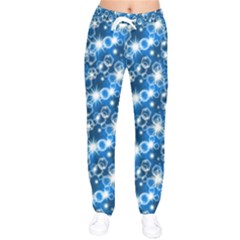Star Hexagon Deep Blue Light Women Velvet Drawstring Pants by Dutashop