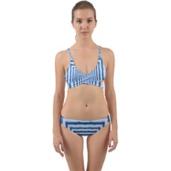 Metallic Blue Shiny Reflective Wrap Around Bikini Set by Dutashop