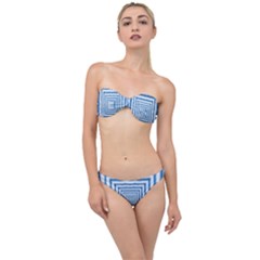 Metallic Blue Shiny Reflective Classic Bandeau Bikini Set by Dutashop