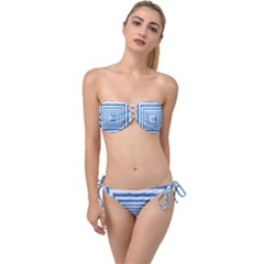 Metallic Blue Shiny Reflective Twist Bandeau Bikini Set by Dutashop