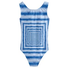 Metallic Blue Shiny Reflective Kids  Cut-out Back One Piece Swimsuit by Dutashop