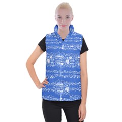 Blue Flowers Women s Button Up Vest by Eskimos