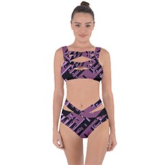 Dark Geometric Shapes Print Pattern Bandaged Up Bikini Set  by dflcprintsclothing
