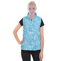 Blue White Flowers Women s Button Up Vest by Eskimos