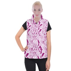 Dark Pink Flowers Women s Button Up Vest by Eskimos