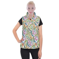 Flowers And Peacock Women s Button Up Vest by goljakoff