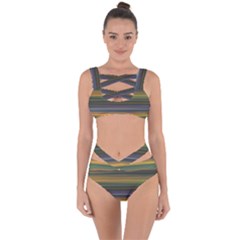 Multicolored Linear Abstract Print Bandaged Up Bikini Set  by dflcprintsclothing