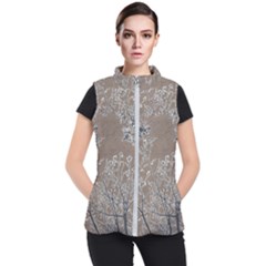 Linear Textured Botanical Motif Design Women s Puffer Vest by dflcprintsclothing
