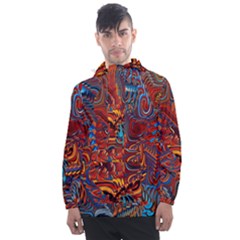 Phoenix Rising Colorful Abstract Art Men s Front Pocket Pullover Windbreaker by CrypticFragmentsDesign