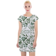 Green Leaves Cap Sleeve Bodycon Dress by Eskimos