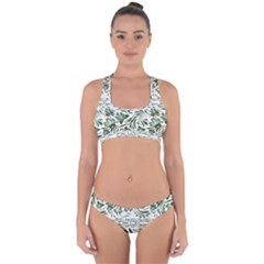 Green Leaves Cross Back Hipster Bikini Set by Eskimos