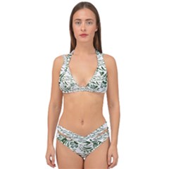 Green Leaves Double Strap Halter Bikini Set by Eskimos