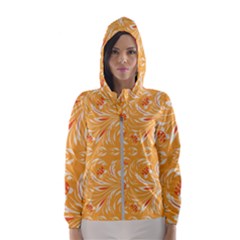 Orange Pattern Women s Hooded Windbreaker by Eskimos