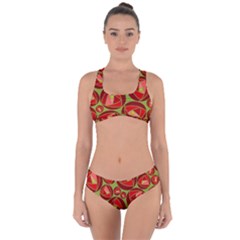 Abstract Rose Garden Red Criss Cross Bikini Set by Dutashop