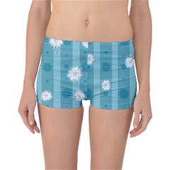 Gardenia Flowers White Blue Boyleg Bikini Bottoms by Dutashop